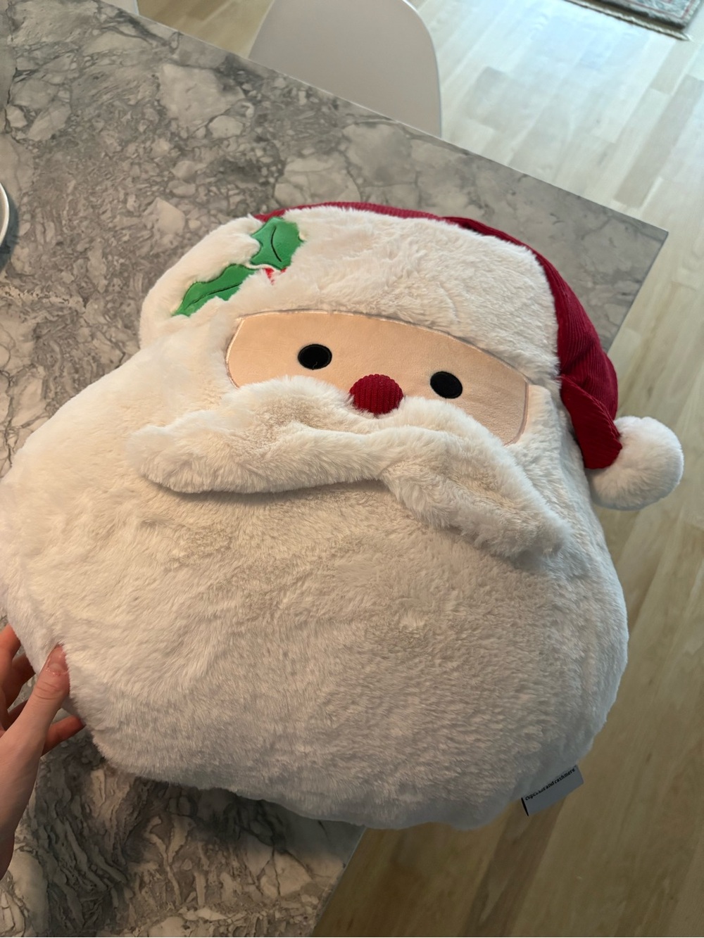 New Large Plush Santa Holiday Decorative Pillow - White and Red
